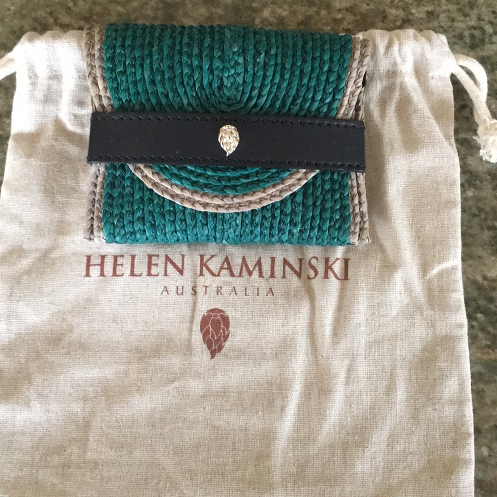 Helen Kaminski Teal Woven Card Holder